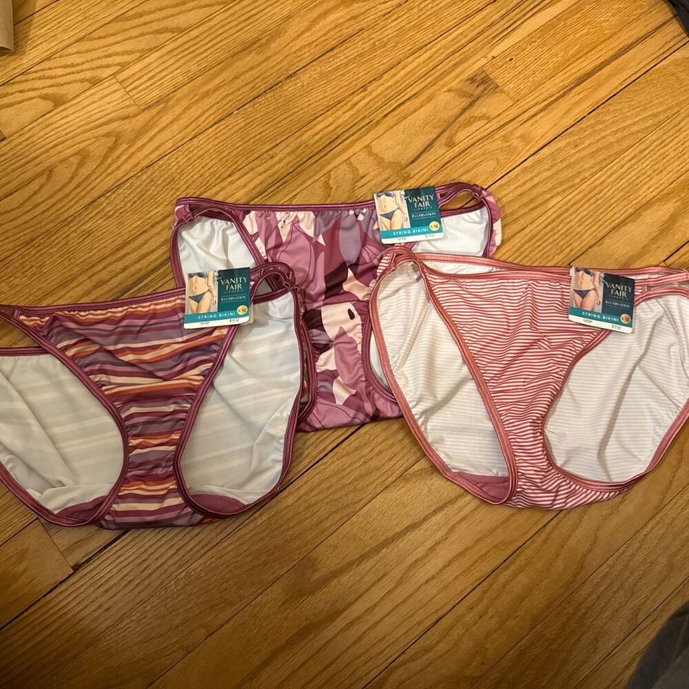 NWT Vanity Fair Illumination String Bikini 18108 3 PAIRS  Size 8 XL Mixed Lot